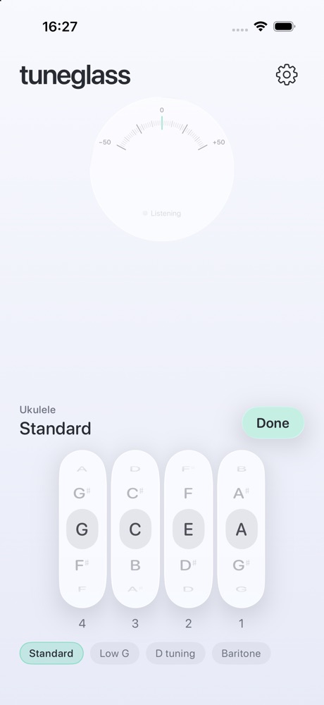 Ukulele tuning editor with four wheels
